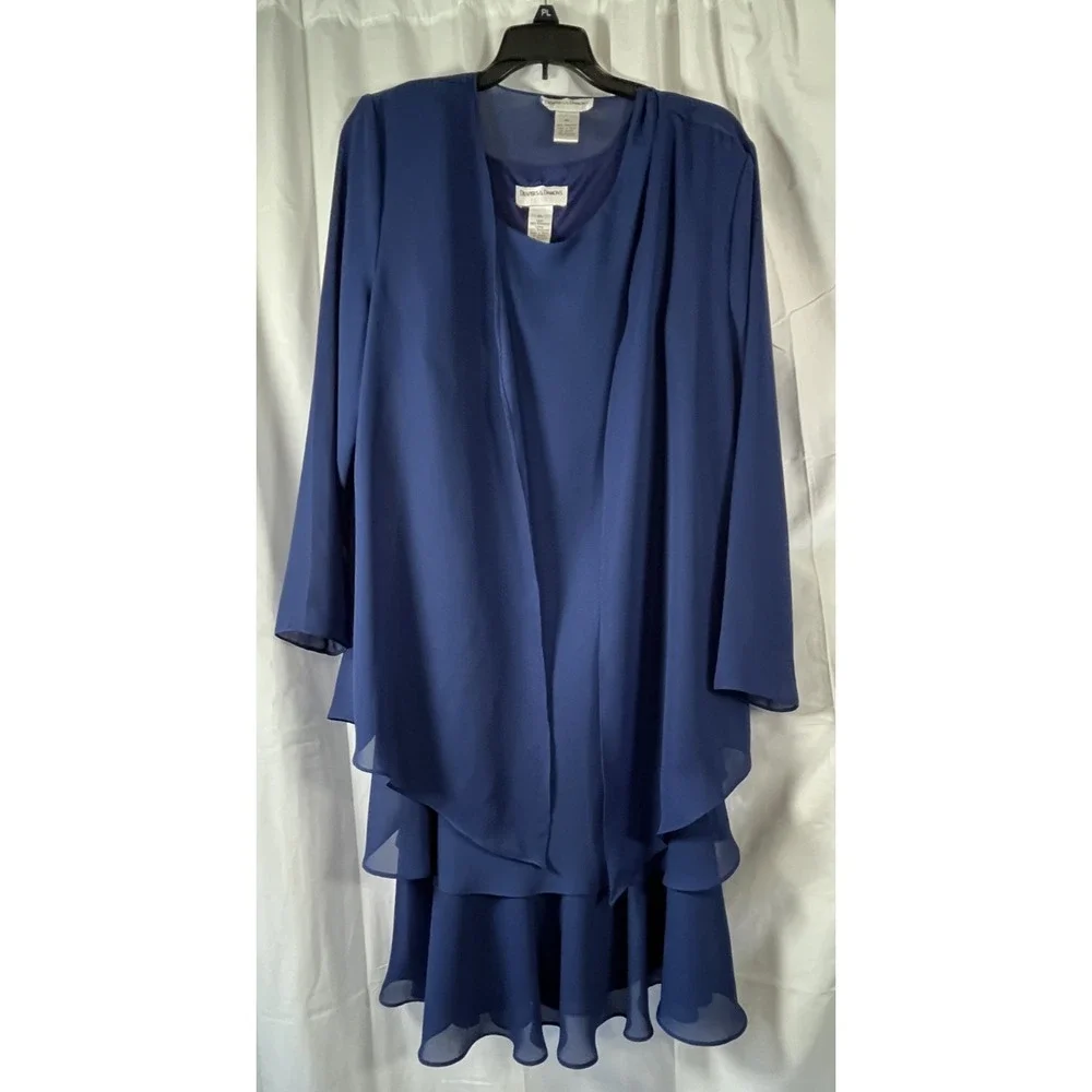 Drapers & Damons Women's Blue Dress & Jacket‎ Set PL Handbag Included